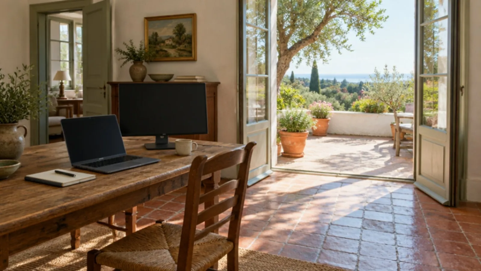 Werkplek in de villa